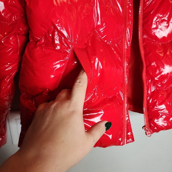 NWT DELUC Versani Shiny Red Puffer Zip Jacket Nylon Size XS - Picture 12 of 16